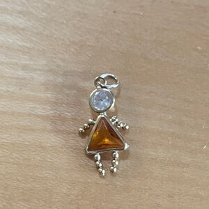 14k gold Amber and white Gemstones Pendant